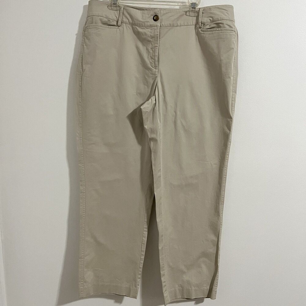 Talbots Pants Womens 16W Tan Straight Leg Dress Career Office Workwear Beige